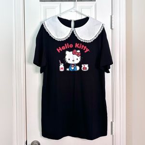 NWT Collared Black Hello Kitty Graphic T-Shirt Dress, XS